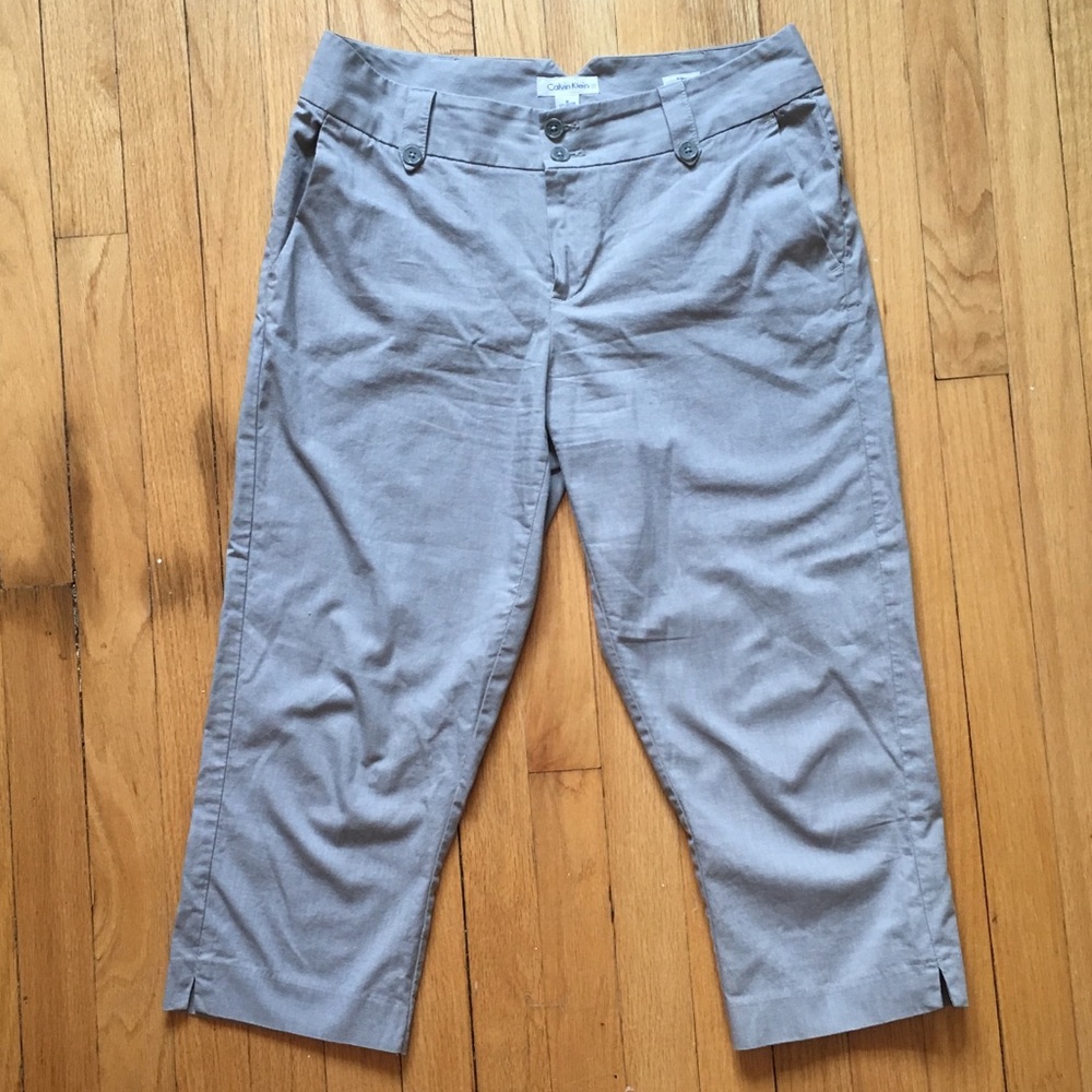 Calvin Klein grey linen capris